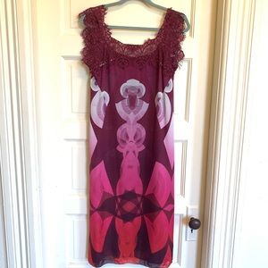 Leon Max silk graphic print dress